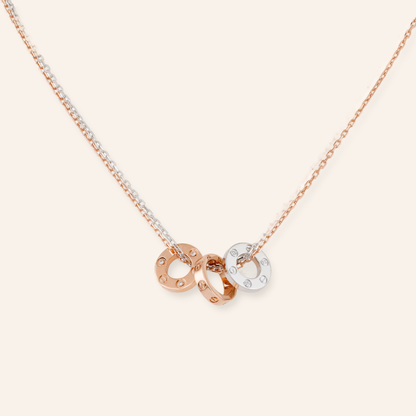 Two-Tone Triple Circle Link Necklace