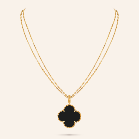 Magic Black Onyx Clover Pendant Necklace