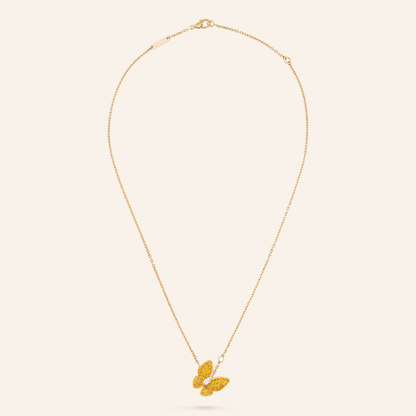 Yellow Pavé Butterfly Pendant Necklace