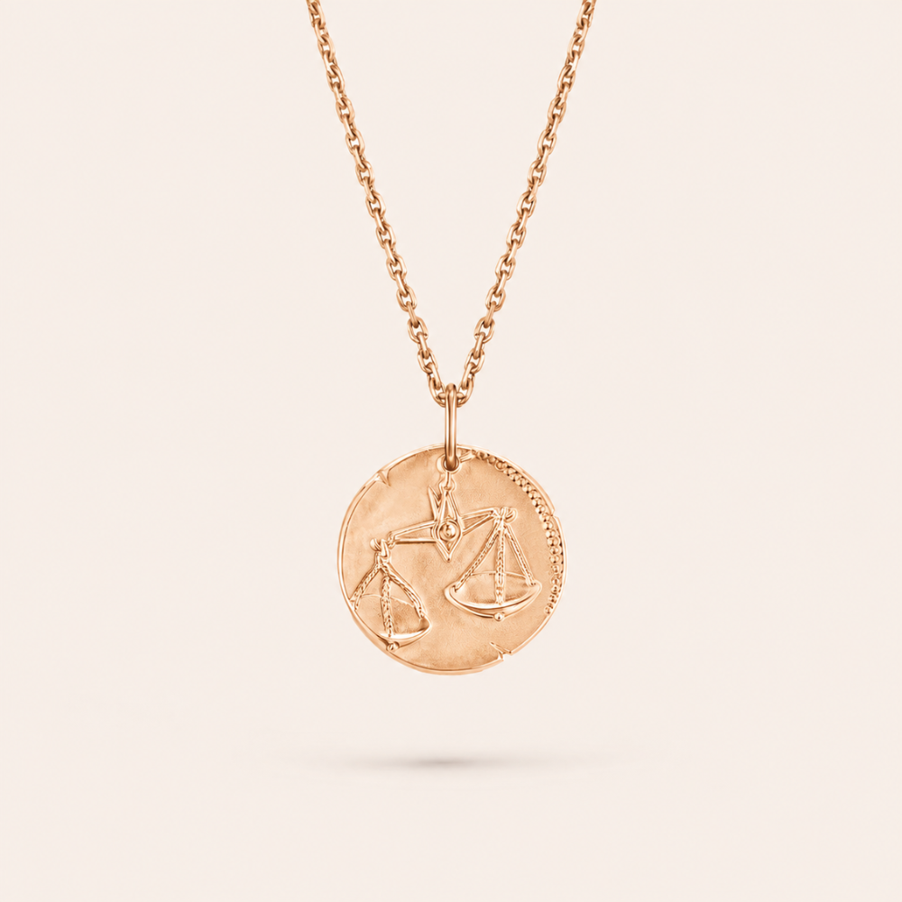 Libra Zodiac Coin Pendant Necklace