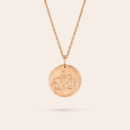 Libra Zodiac Coin Pendant Necklace
