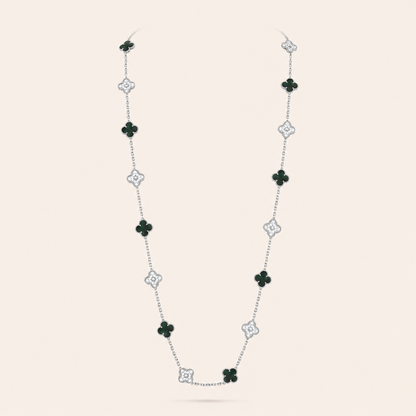 Twenty-Motif Gray Clover & Pavé Long Necklace