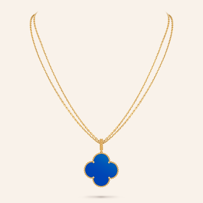 Magic Blue Agate Clover Pendant Necklace