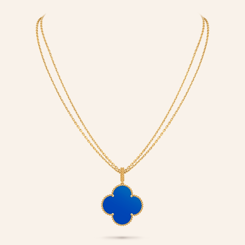 Magic Blue Agate Clover Pendant Necklace