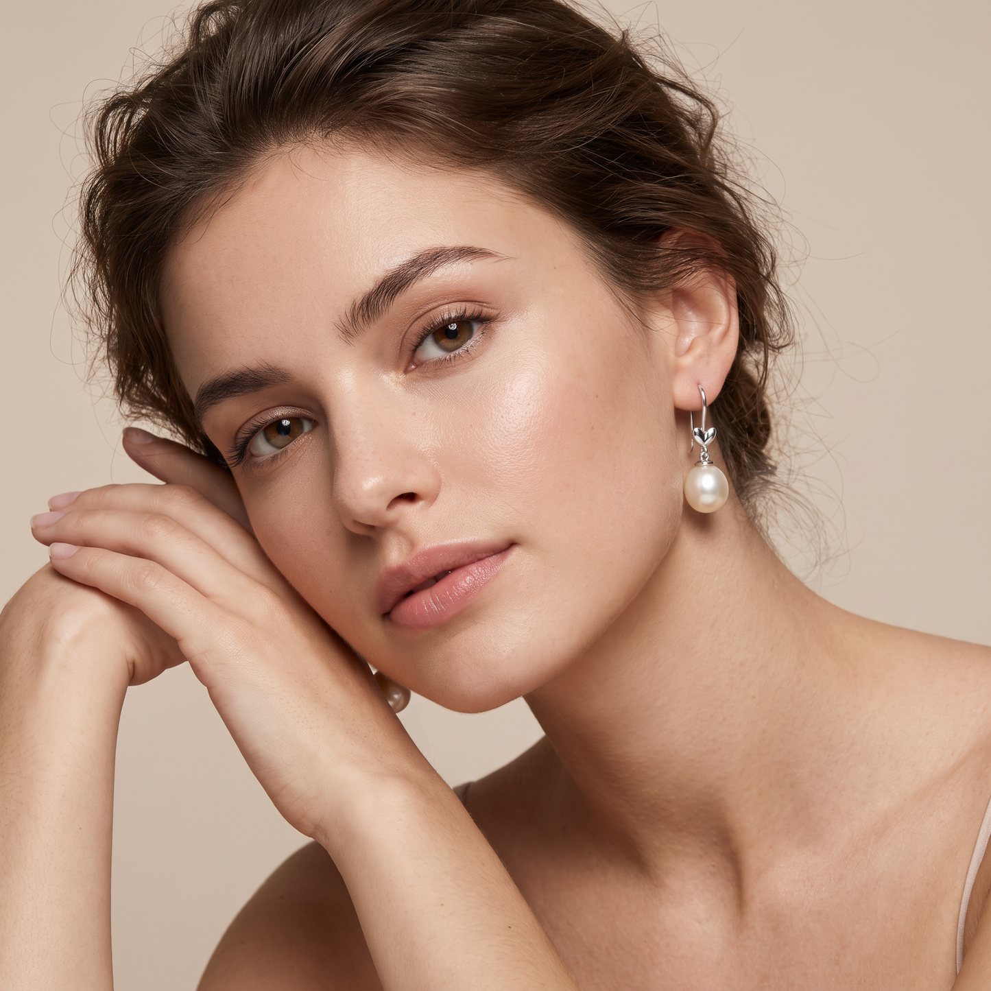 Olive Leaf Pearl Drop Earrings