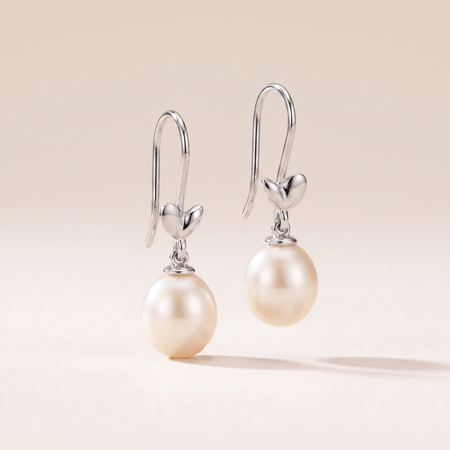 Olive Leaf Pearl Drop Earrings