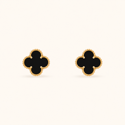 Vintage 1 Motif Black Onyx Earrings