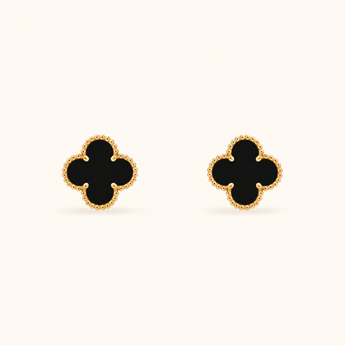 Vintage 1 Motif Black Onyx Earrings