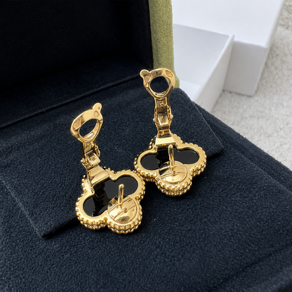 Vintage 1 Motif Black Onyx Earrings
