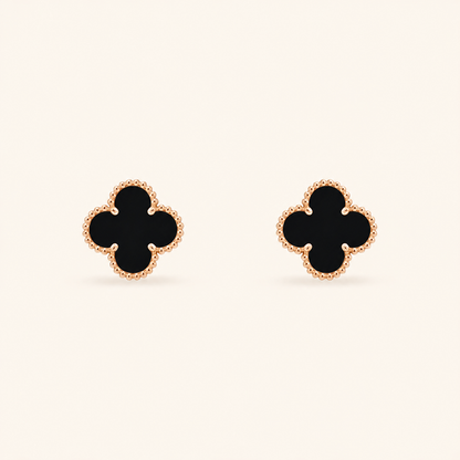 Vintage 1 Motif Black Onyx Earrings