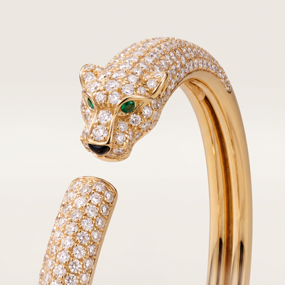 Panthere Pavé Diamond Head Open Bangle Bracelet