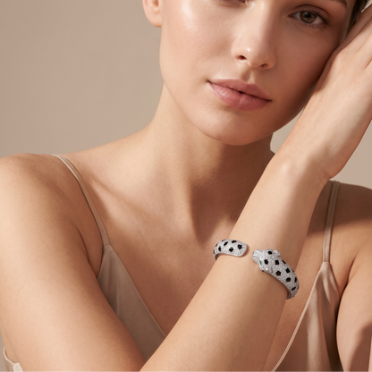 Panthere Pavé Diamonds Open Bangle Bracelet