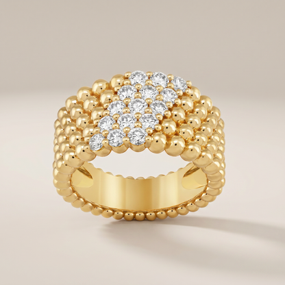 Perlée Five Row Pavé Ring