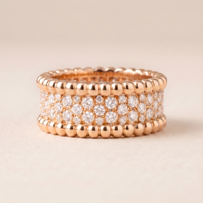 Perlée Row Pavé Diamonds Ring