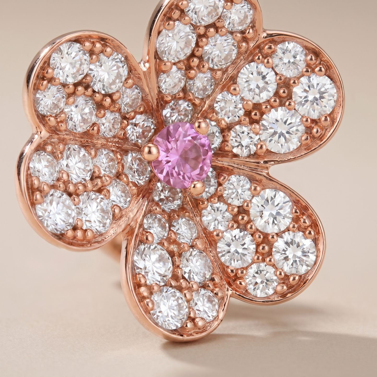 Pink Frivole Small Flower Pavé Diamonds Earrings