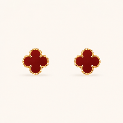 Vintage 1 Motif Red Stone Earrings