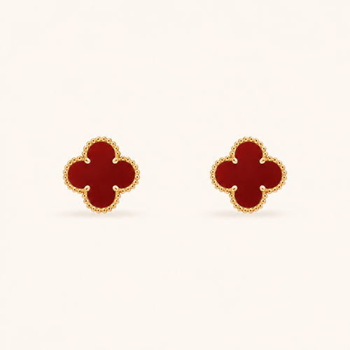 Vintage 1 Motif Red Stone Earrings