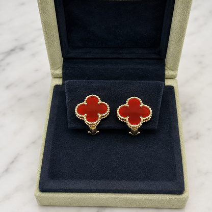 Vintage 1 Motif Red Stone Earrings