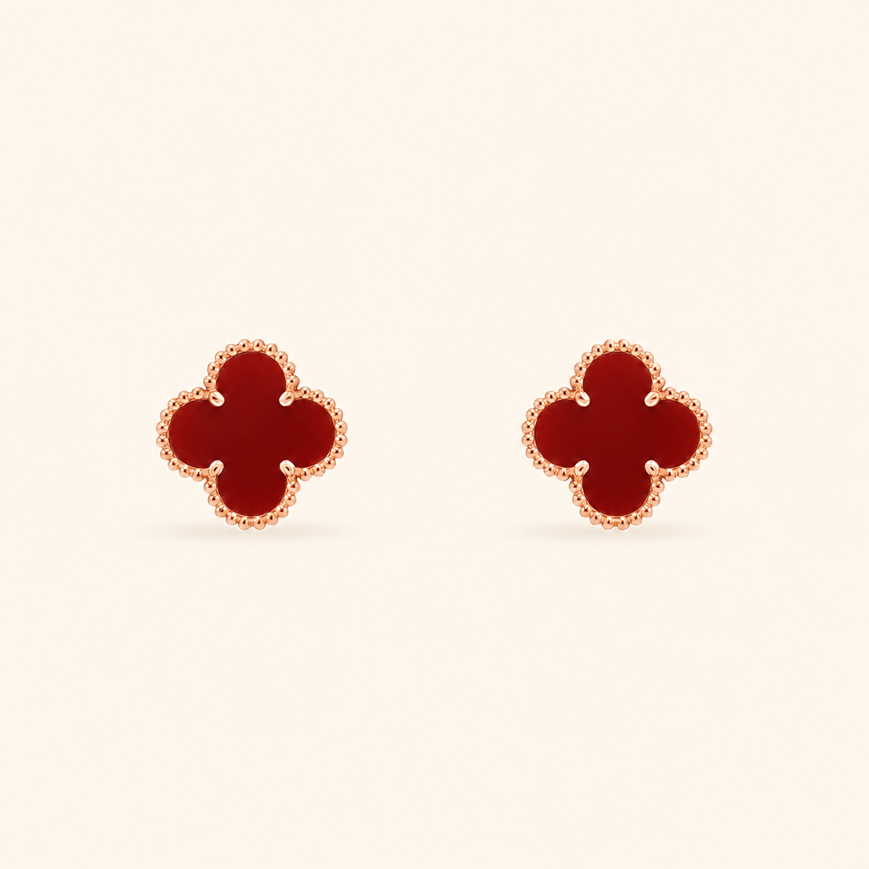 Vintage 1 Motif Red Stone Earrings