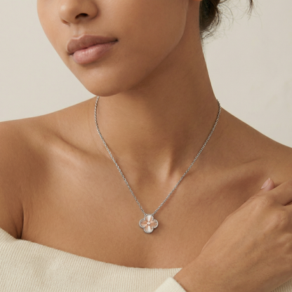 Rose And White Alhambra Holiday 1 Diamond Pendant Necklace