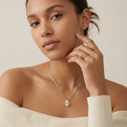 Rose And White Alhambra Holiday 1 Diamond Pendant Necklace