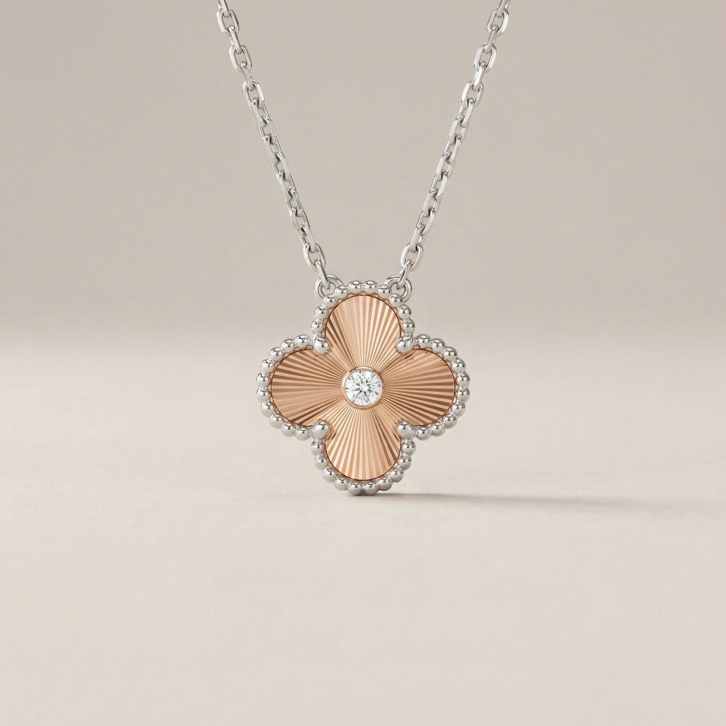 Rose And White Alhambra Holiday 1 Diamond Pendant Necklace