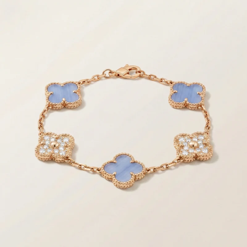 Vintage 5 Motifs Purple Pavé Diamonds Bracelet