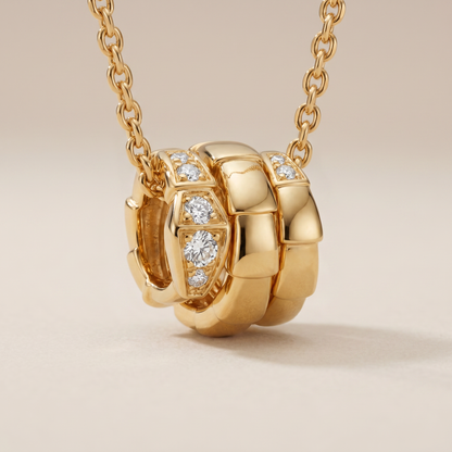 Serpenti Pavé Diamonds Coiled Viper Pendant Necklace