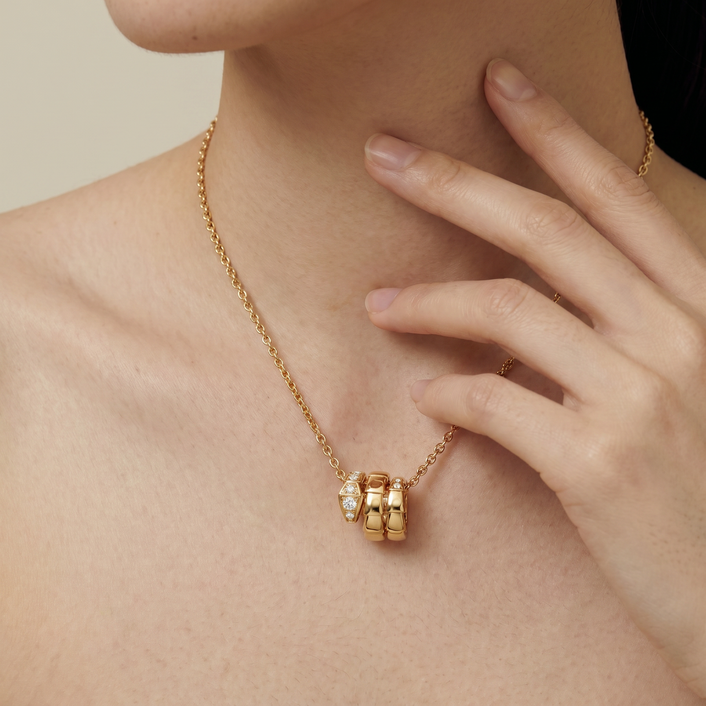 Serpenti Pavé Diamonds Coiled Viper Pendant Necklace