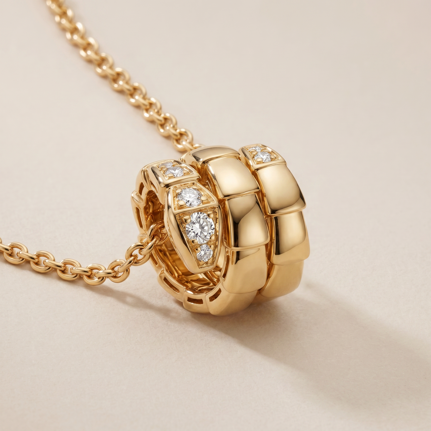 Serpenti Pavé Diamonds Coiled Viper Pendant Necklace