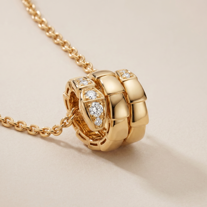 Serpenti Pavé Diamonds Coiled Viper Pendant Necklace