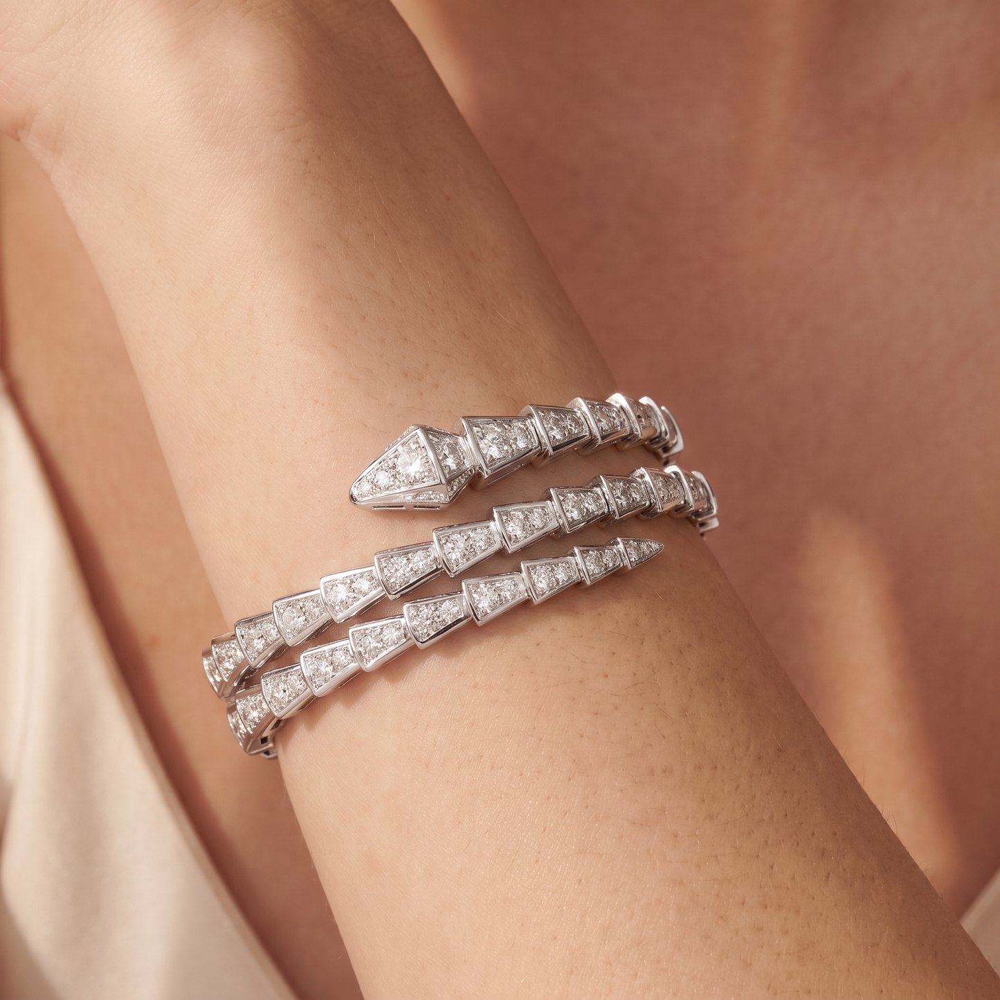 Serpenti Pavé Diamonds Double Wrap Bracelet
