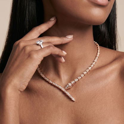 Serpenti Rose Pave Wrap Necklace