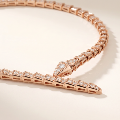 Serpenti Rose Pave Wrap Necklace