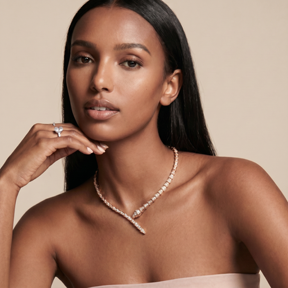 Serpenti Rose Pave Wrap Necklace
