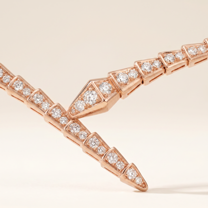 Serpenti Rose Pave Wrap Necklace