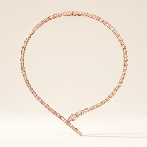 Serpenti Rose Pave Wrap Necklace