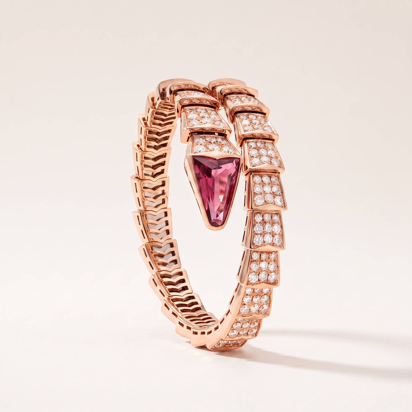 Serpenti Rose Pink Stone Wrap Bracelet