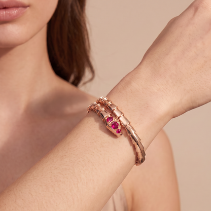 Serpenti Rose Red Stone Double Wrap Bracelet