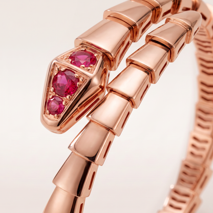 Serpenti Rose Red Stone Double Wrap Bracelet