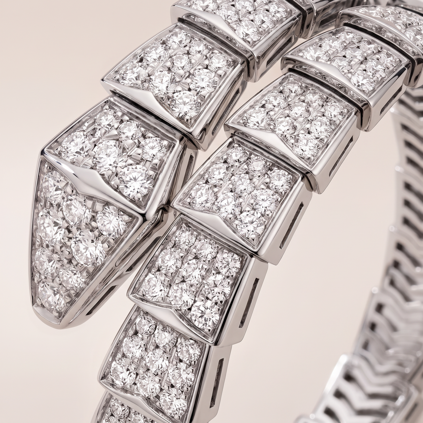 Serpenti White Pavé Diamonds Double Wrap Bracelet
