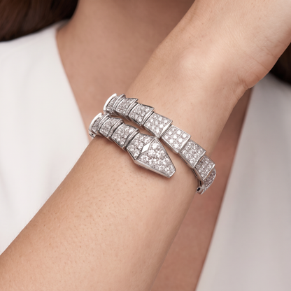Serpenti White Pavé Diamonds Double Wrap Bracelet