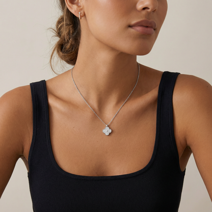 Sweet Alhambra Pavé Clover Pendant Necklace