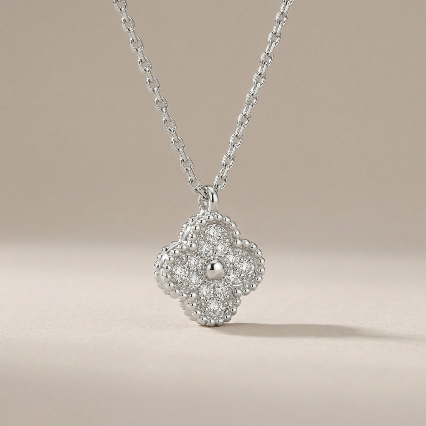 Sweet Alhambra Pavé Clover Pendant Necklace