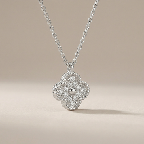 Sweet Alhambra Pavé Clover Pendant Necklace