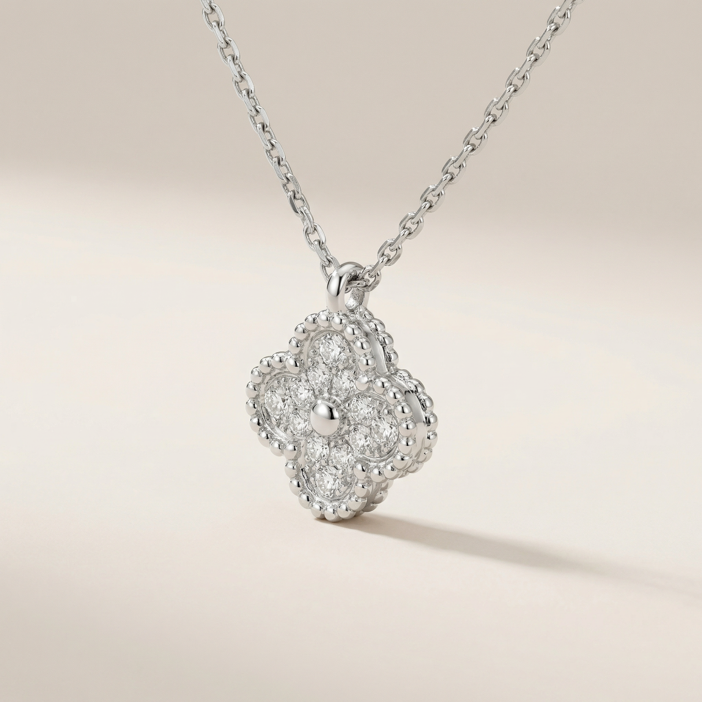 Sweet Alhambra Pavé Clover Pendant Necklace