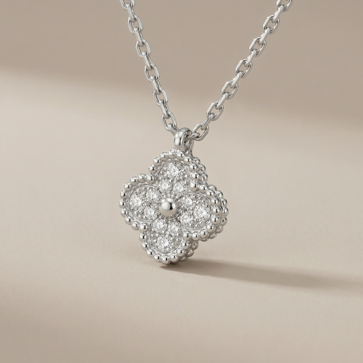 Sweet Alhambra Pavé Clover Pendant Necklace