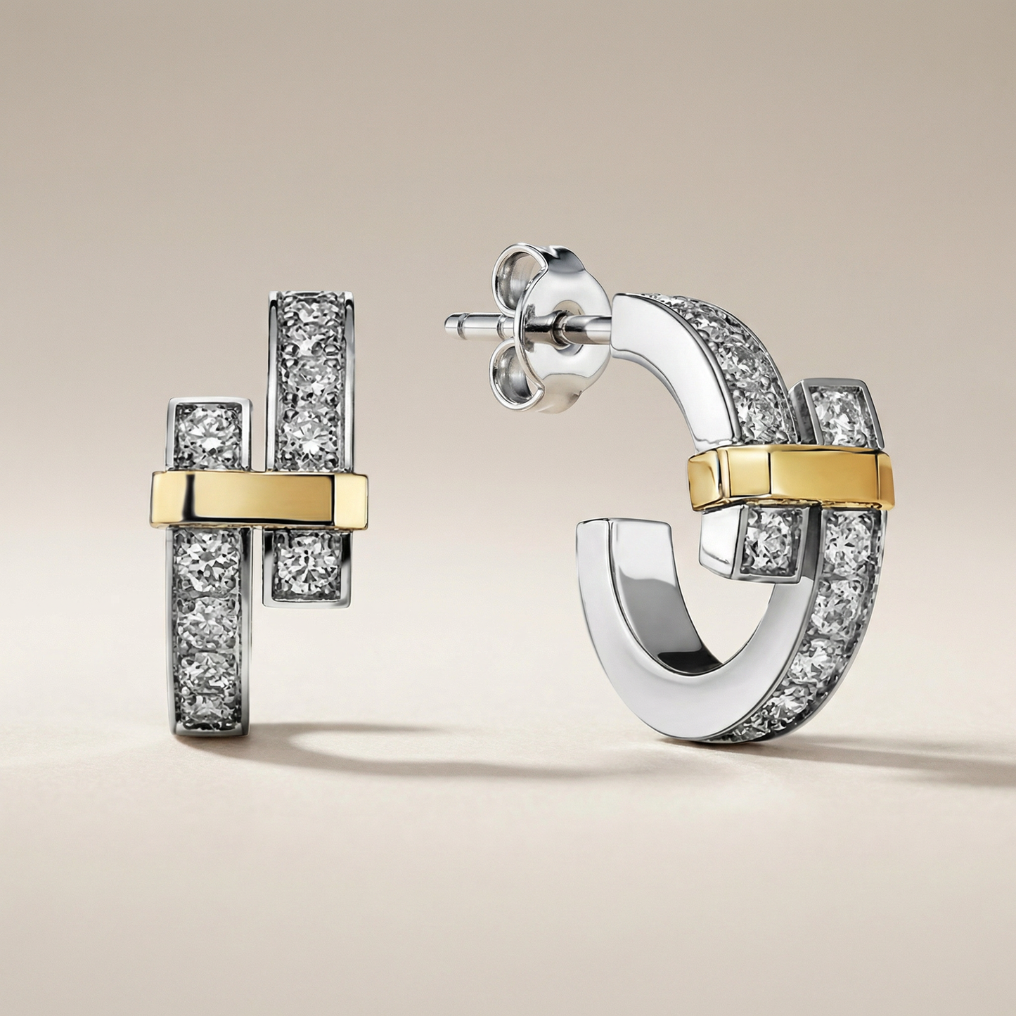 T Edge Pavé Hoop Earrings