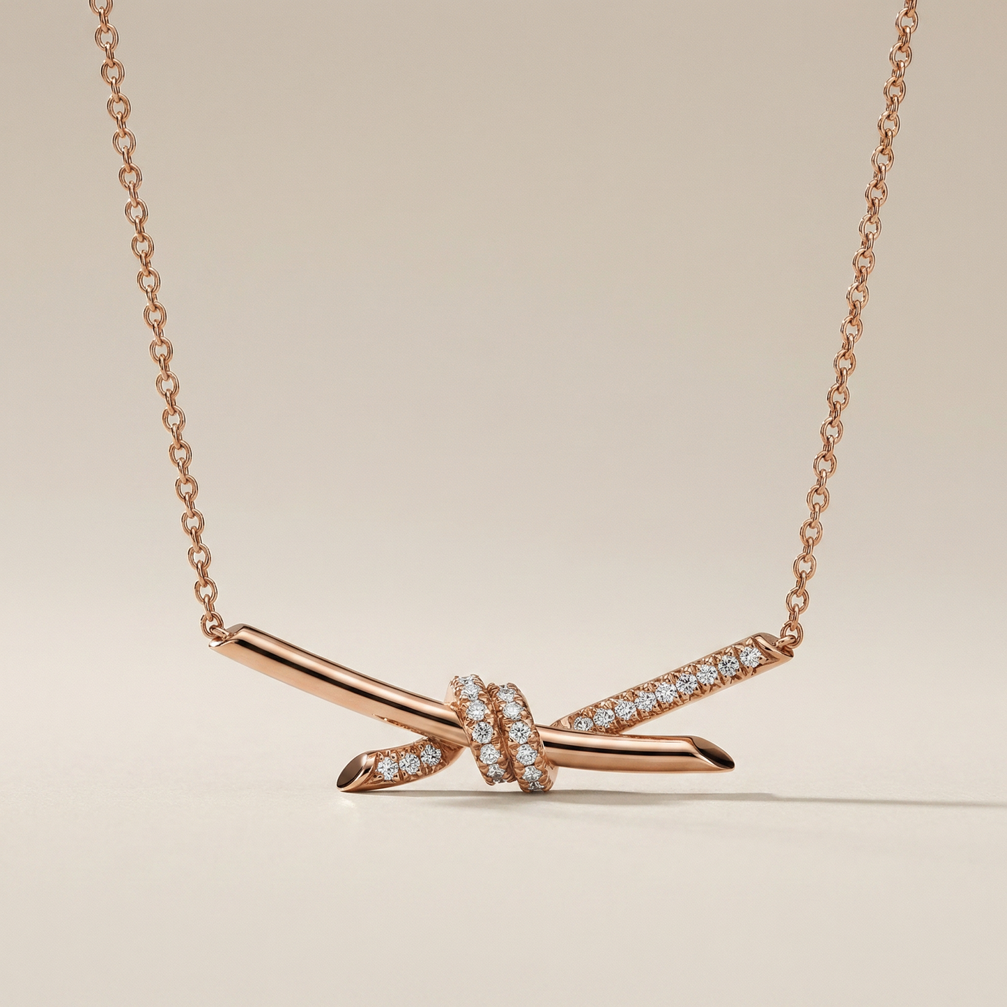 T Knot Pavé Pendant Necklace