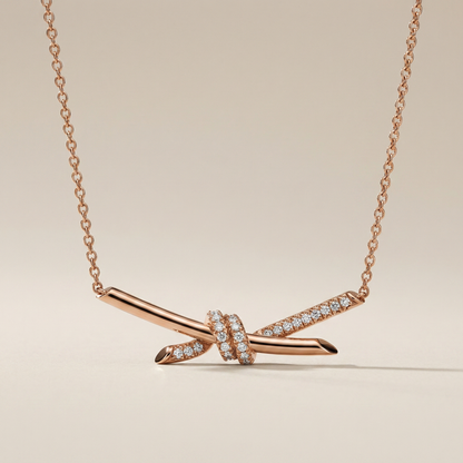 T Knot Pavé Pendant Necklace